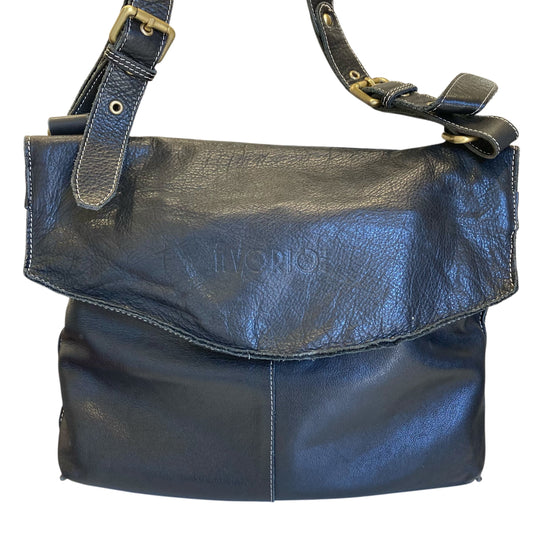 Handbag Leather By Avorio Italy In Black, Size:Large