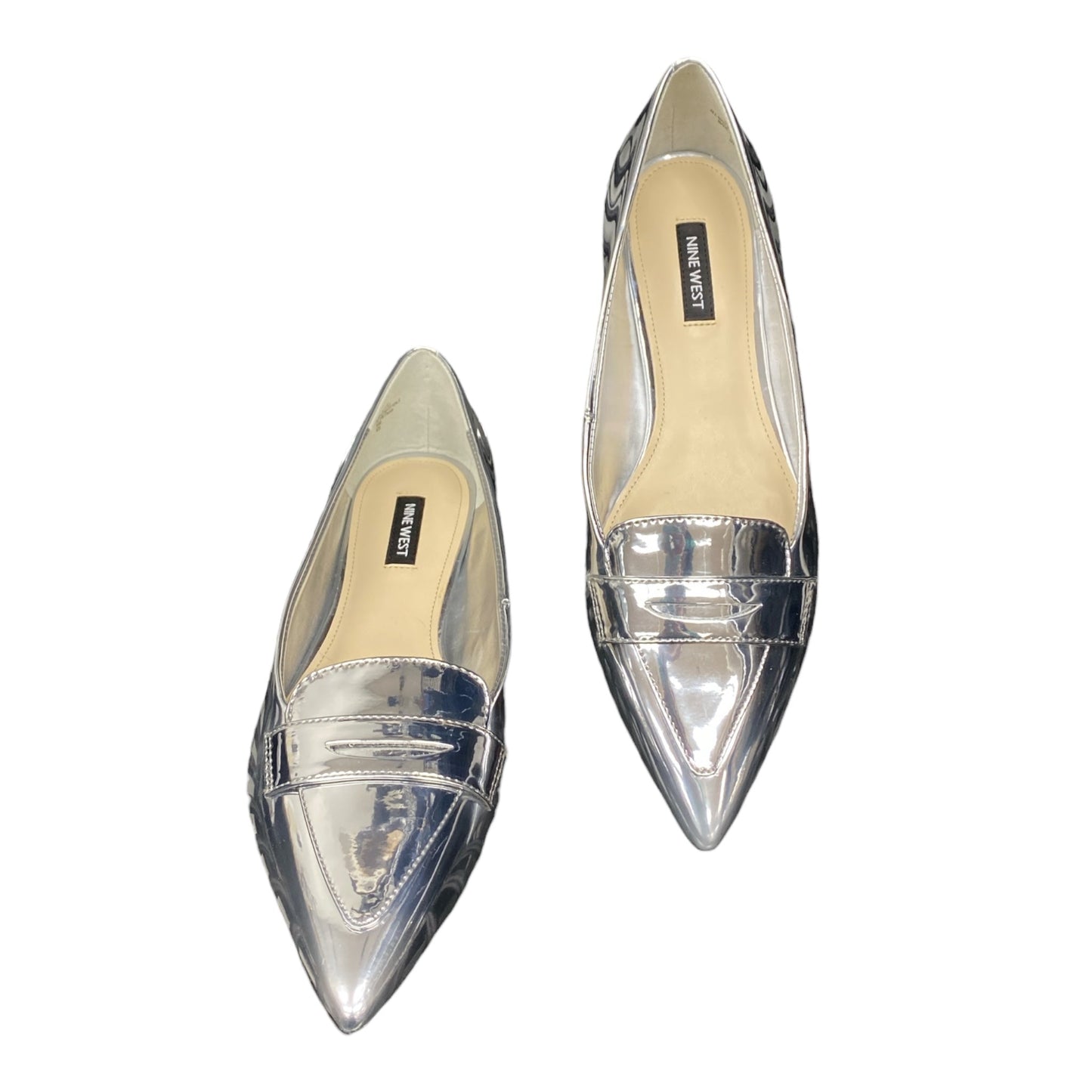 Shoes Flats By Nine West In Silver, Size:8.5