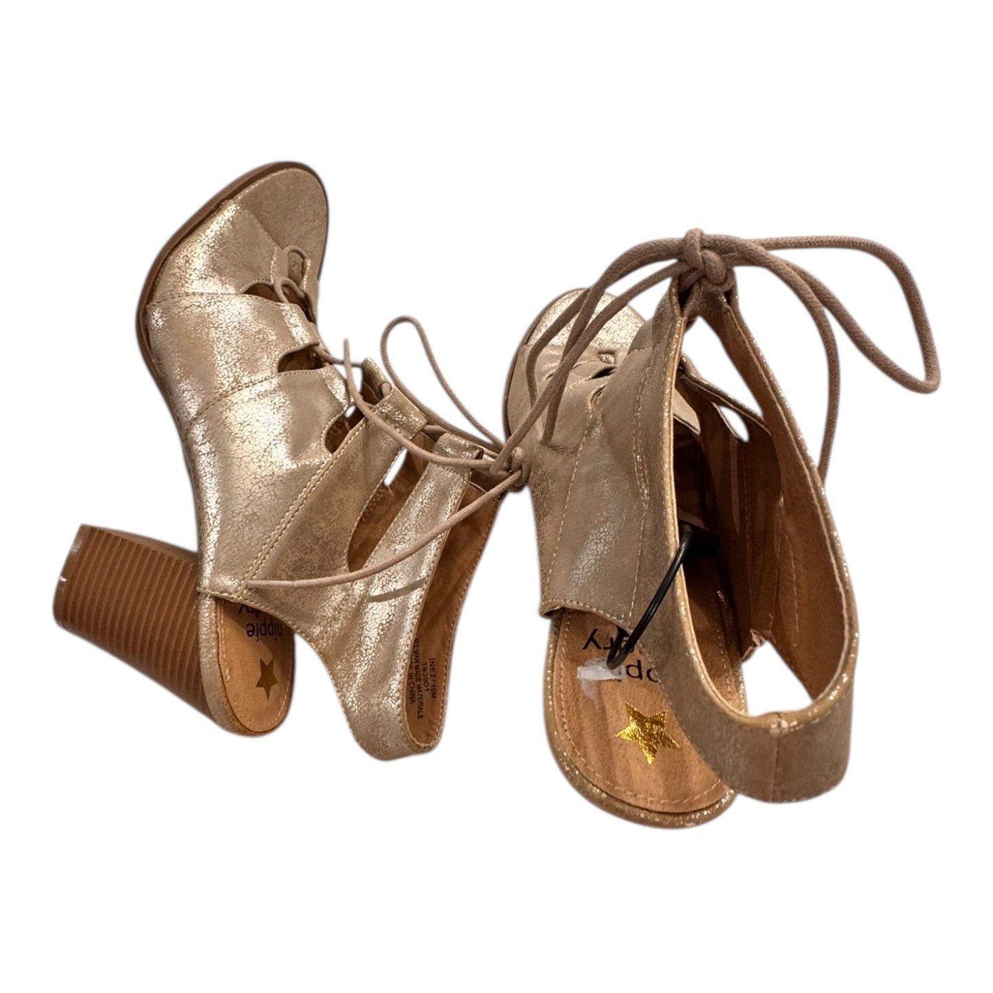 Sandals Heels Block By Hippie Laundry In Gold, Size:10