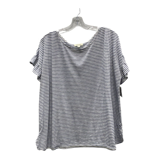Top Ss By Max Studio In Blue & White, Size:1X