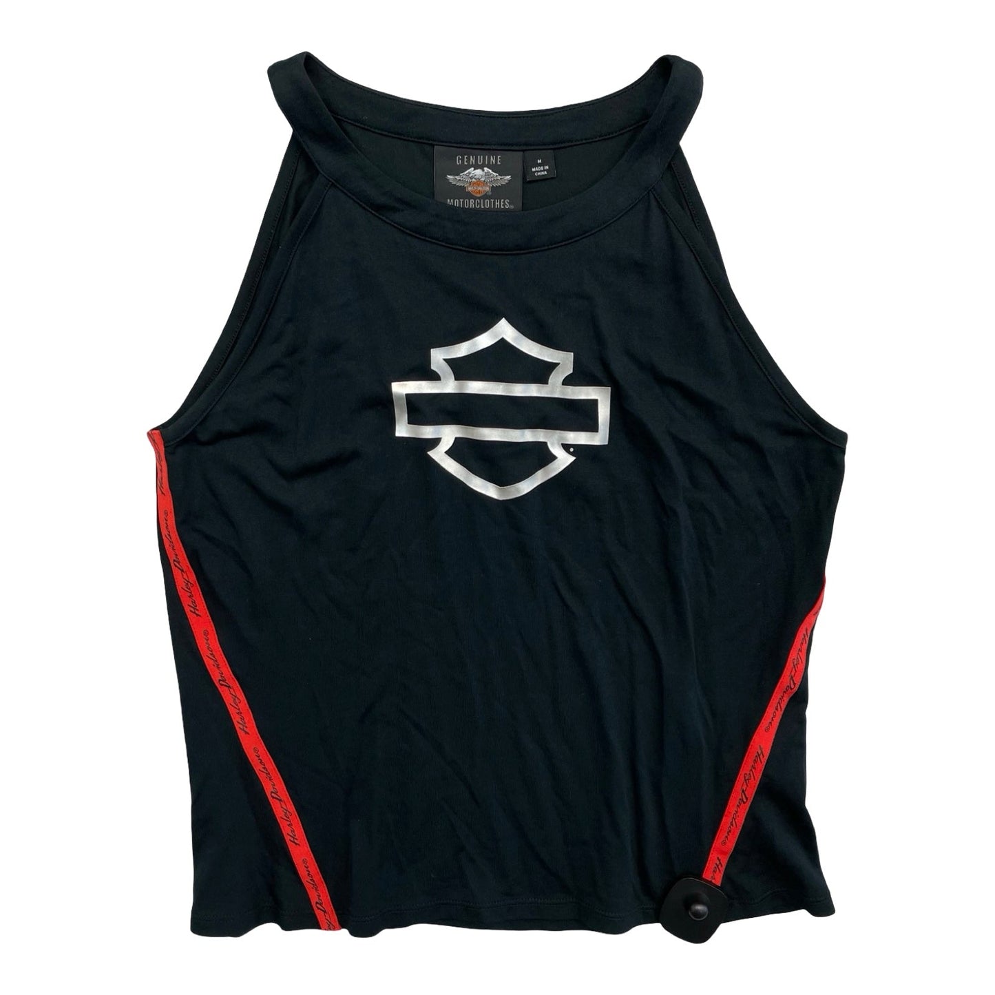 Top Sleeveless By Harley Davidson In Black & Silver, Size:M