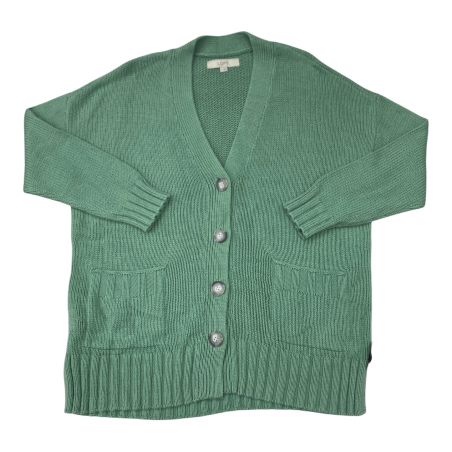 Sweater Cardigan By Loft In Green, Size:L