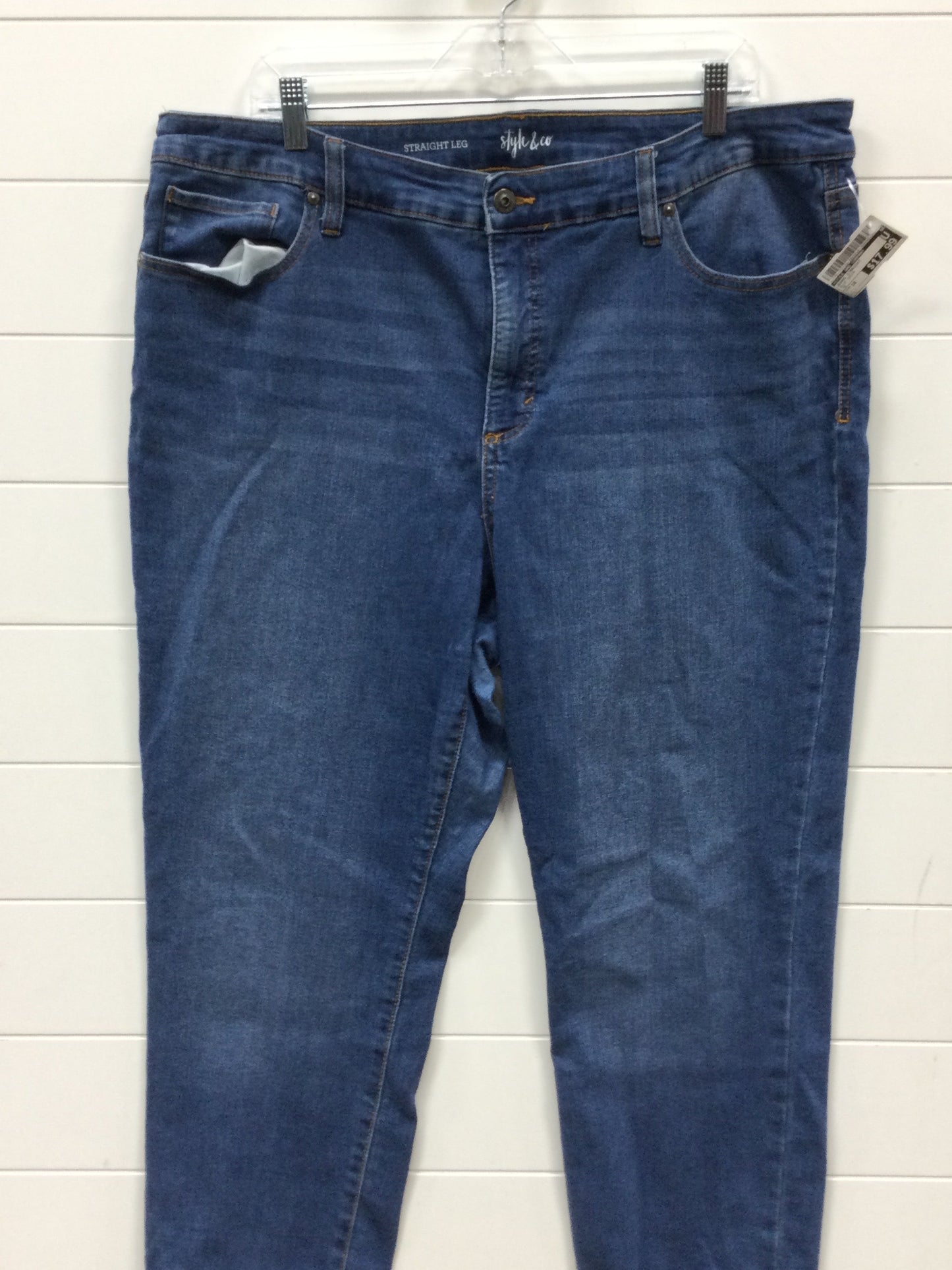 Jeans Straight By Style And Company In Blue Denim, Size:18