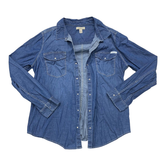 Jacket Denim By Calvin Klein In Blue Denim, Size:Xl