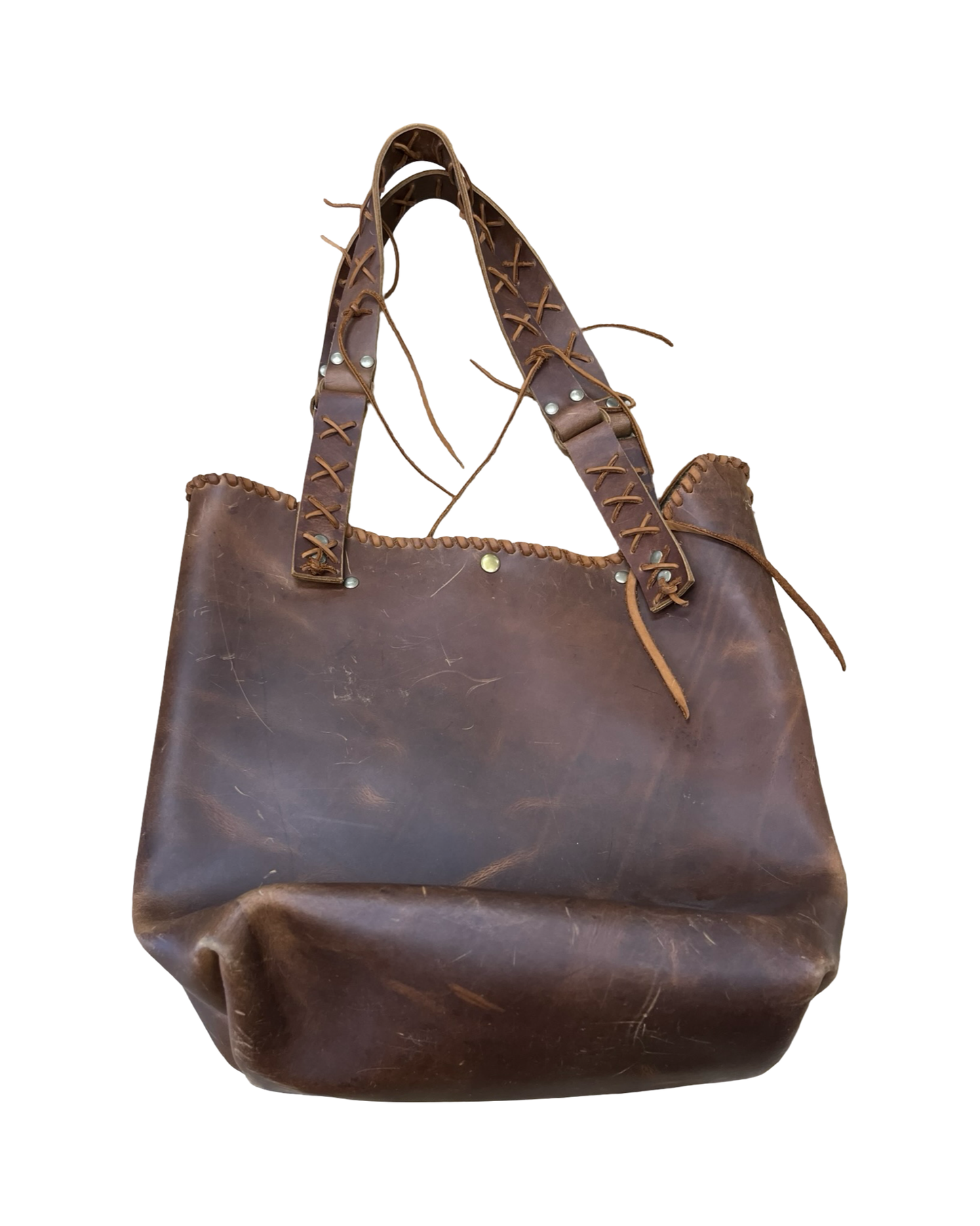 Tote Leather By Clothes Mentor In Brown, Size:Large