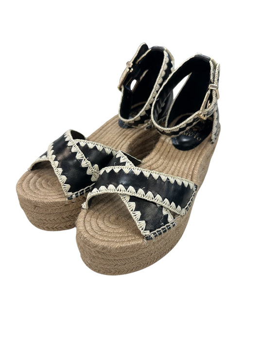 Sandals Heels Platform By Vince Camuto In Black & Tan, Size:7.5