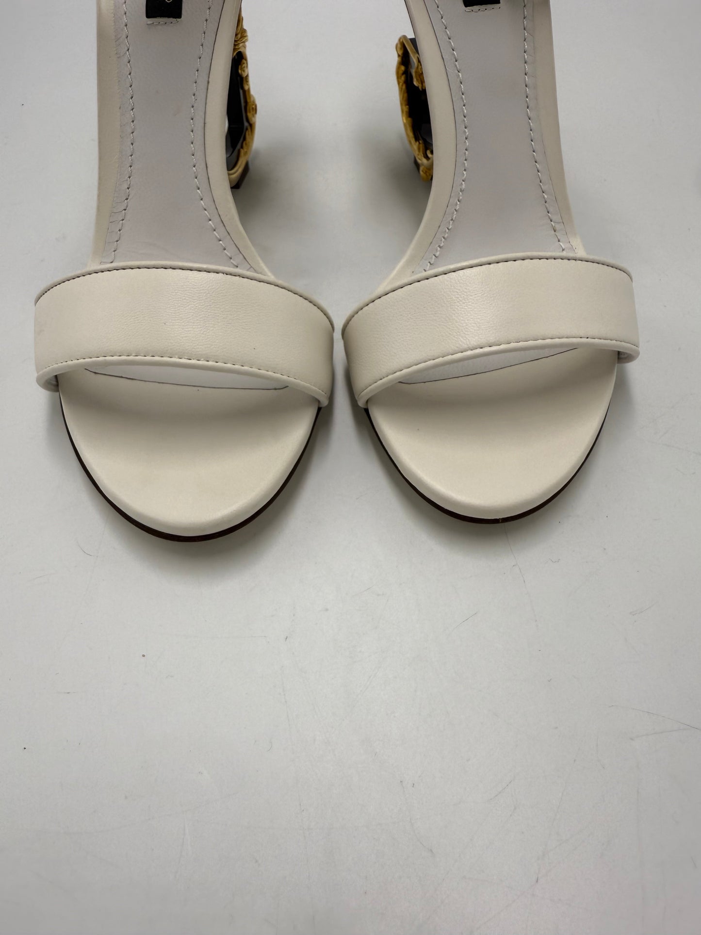 Dolce & Gabbana Barocco Logo Luxury Designer Heels, Size: 8