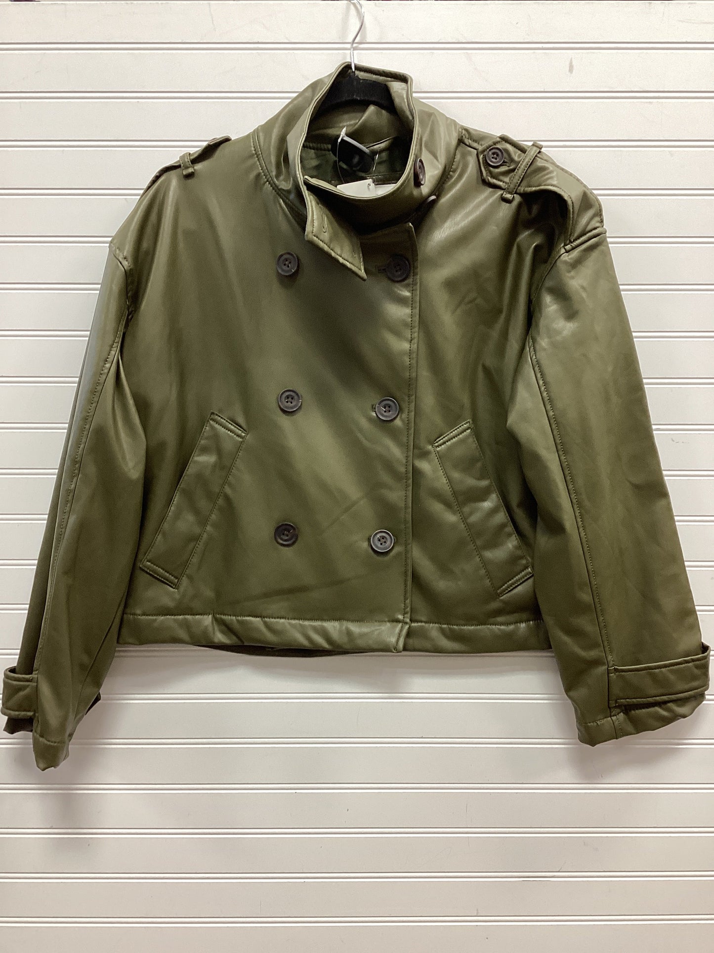 Jacket Moto By American Eagle In Green, Size:S