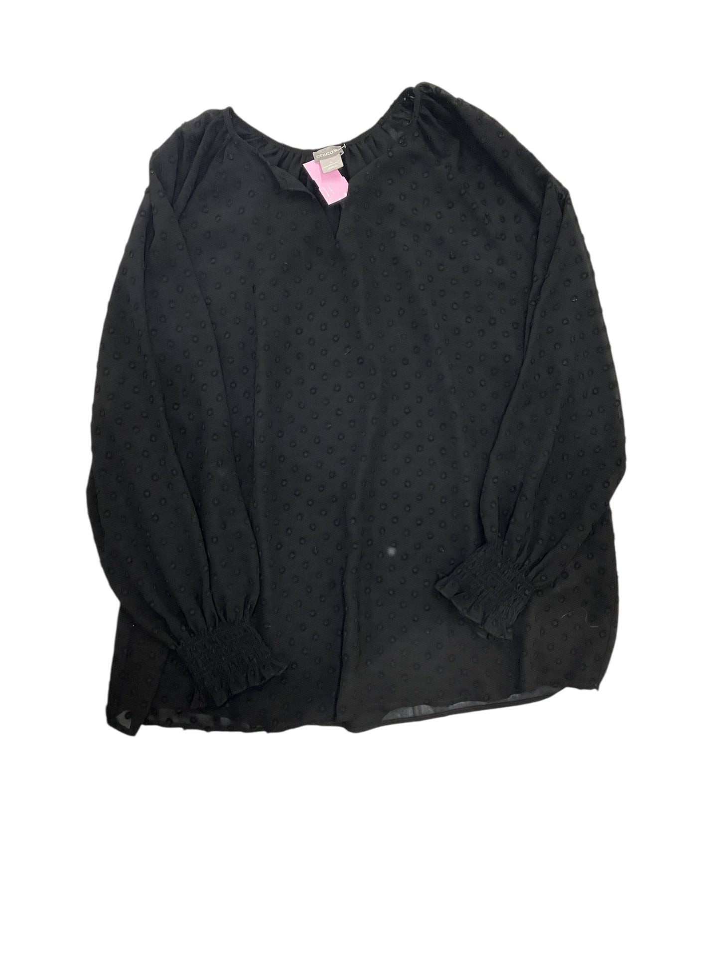 Blouse Ls By Chicos In Black, Size:2X