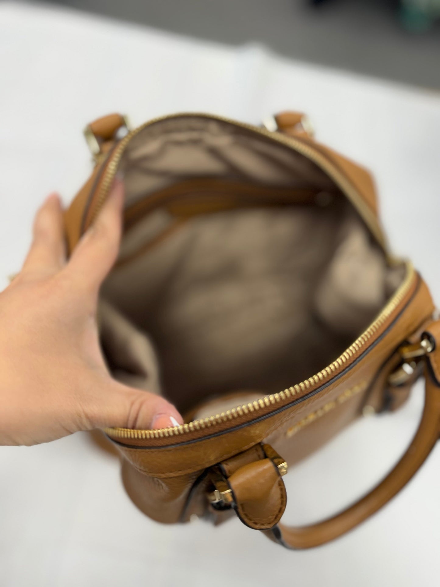 Handbag Designer By Michael Kors In Brown, Size:Medium