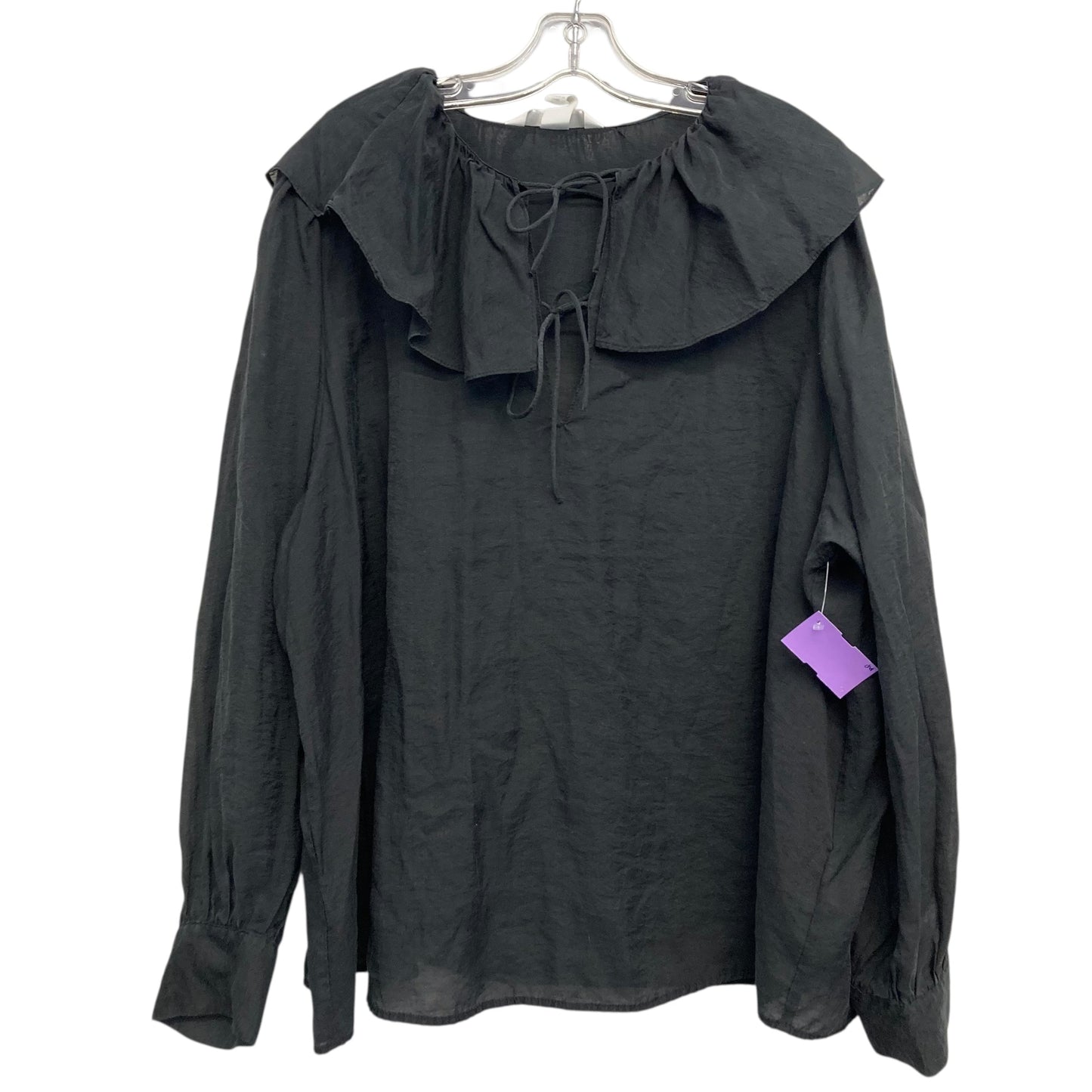 Top Ls By H&M In Black, Size:1X
