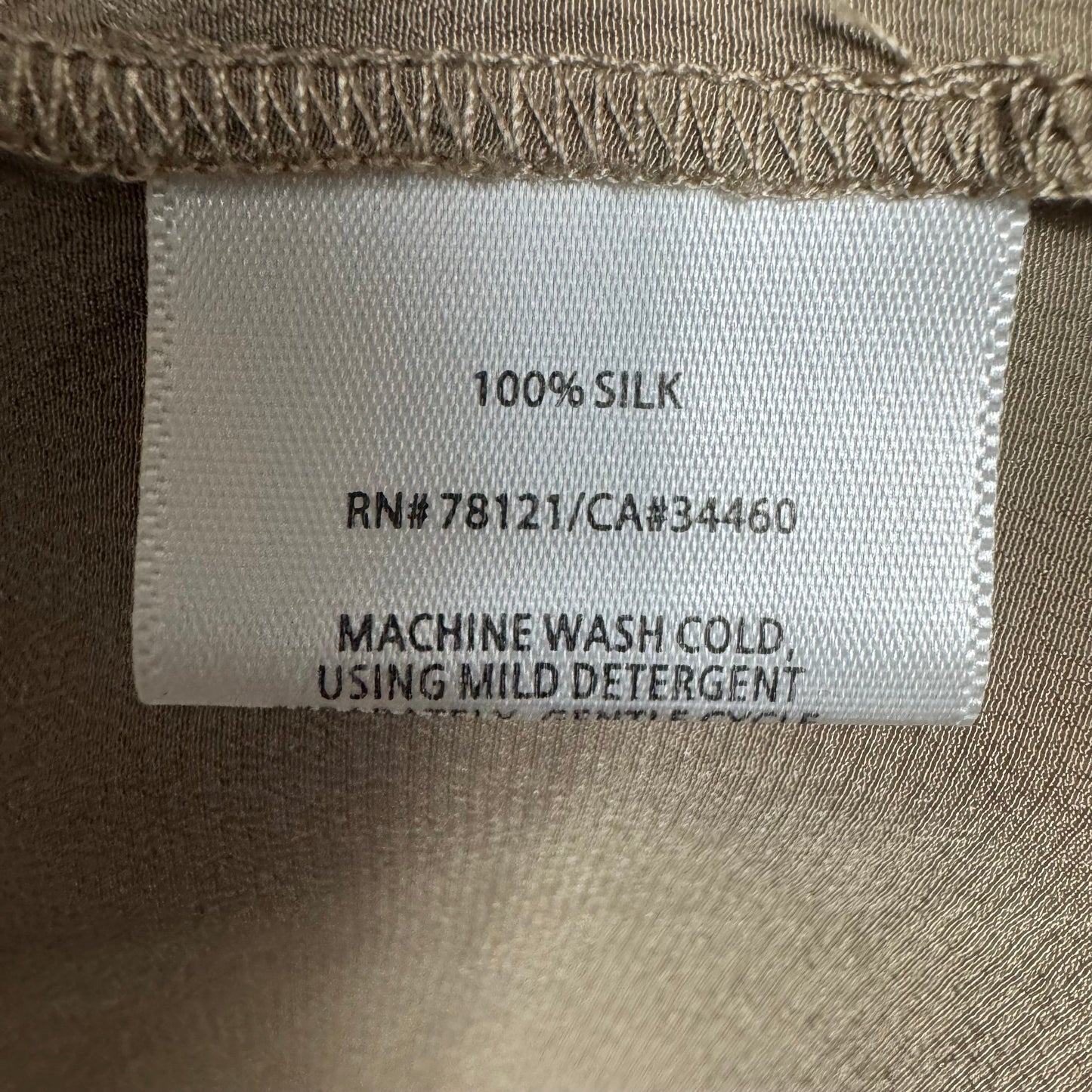 Silk Button Down Caftan Top By Eileen Fisher In Taupe, Size: M