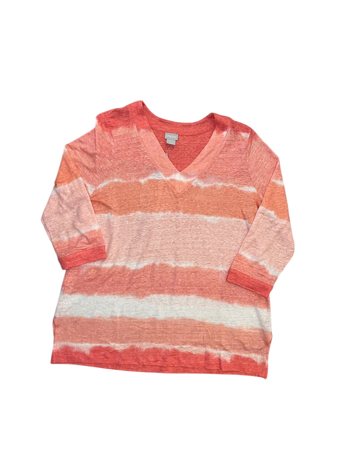 Top 3/4 Sleeve By Chicos In Orange, Size:M