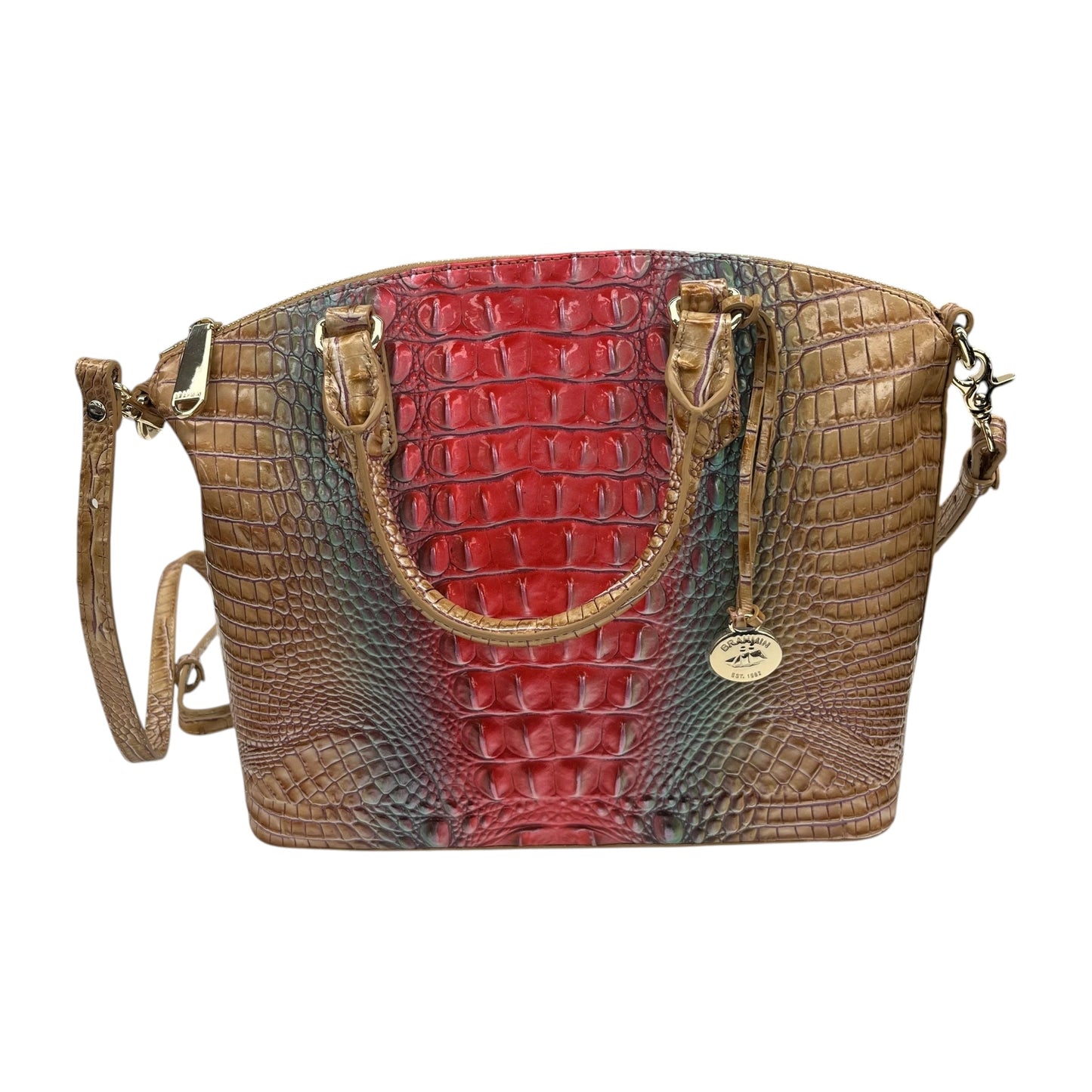 Handbag Designer By Brahmin In Pink & Tan, Size:Medium