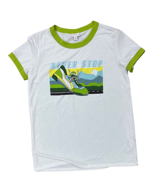 Top Ss By Lularoe In Green & White, Size:M