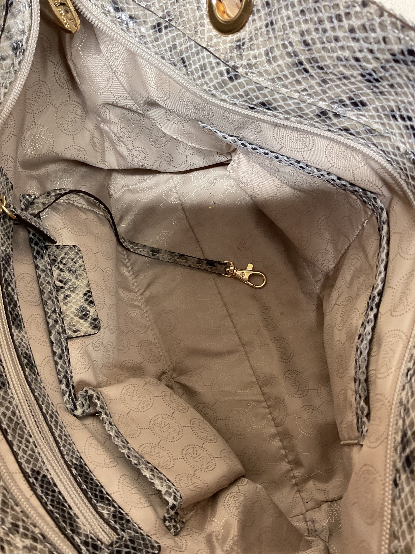 Handbag Designer By Michael Kors In Snakeskin Print, Size:Medium