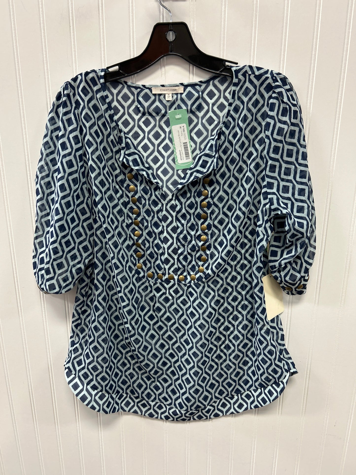 Blouse Ss By 41 Hawthorn In Blue, Size:M