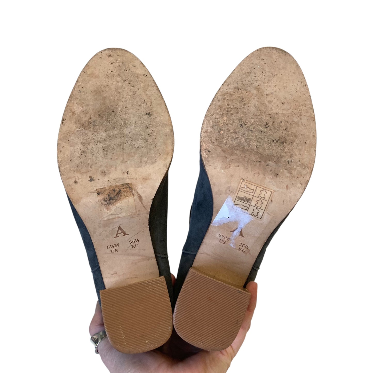 Boots Ankle Heels By Anthropologie In Grey, Size:6.5