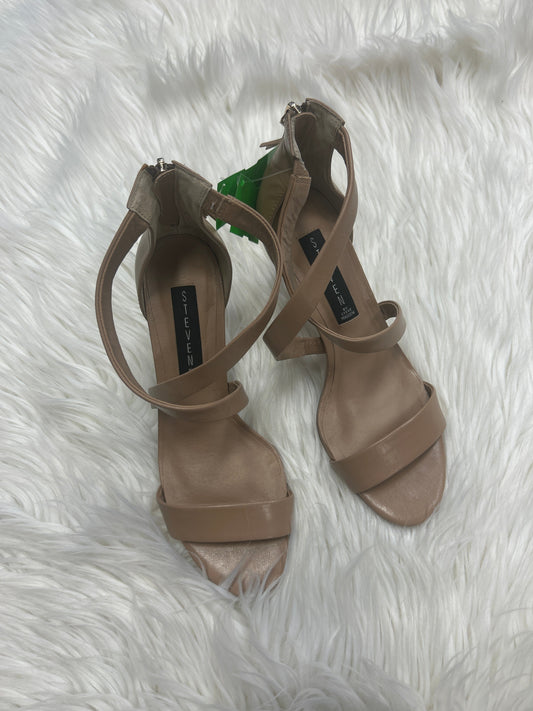 Sandals Heels Kitten By Steve Madden In Tan, Size:8