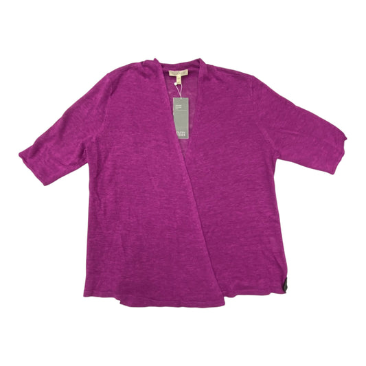 Sweater Cardigan Designer By Eileen Fisher In Purple, Size:S