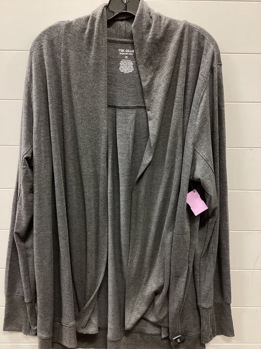 Cardigan By Tek Gear In Grey, Size:1X