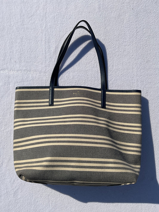 Handbag Designer By Kate Spade In Striped Pattern, Size:Large