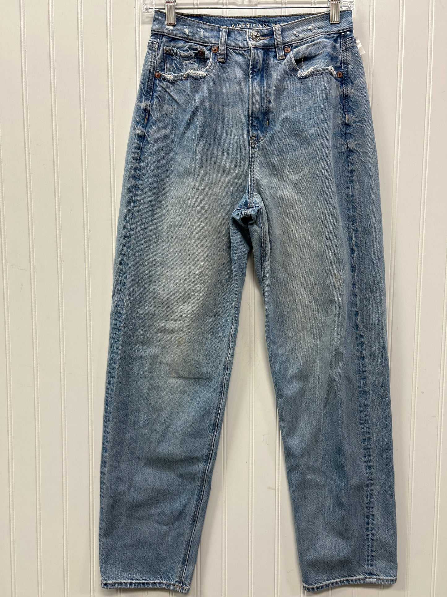 Jeans Straight By American Eagle In Blue Denim, Size:4