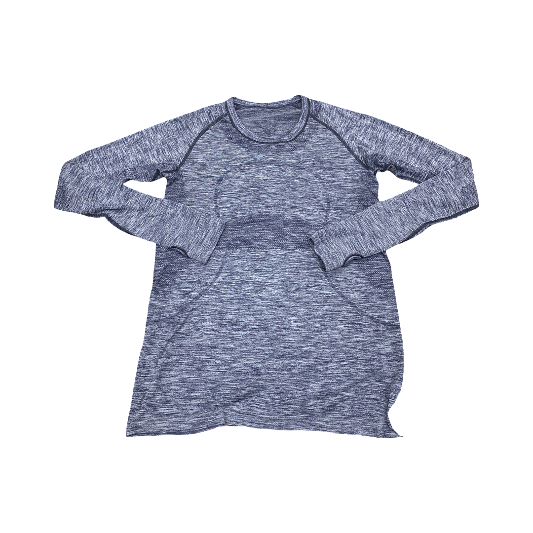 Athletic Top Ls Crewneck By Lululemon In Grey, Size:M