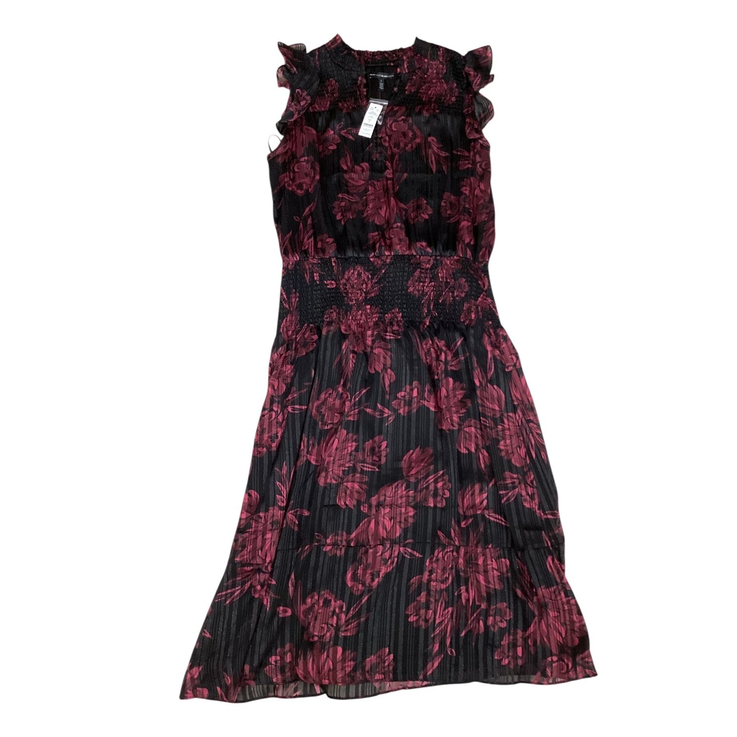 Dress Casual Midi By White House Black Market In Black & Red, Size:L