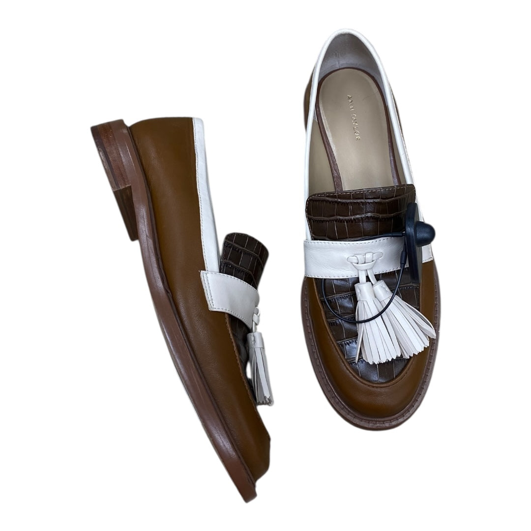 Shoes Heels Block By Ann Taylor In Brown & Cream, Size:8.5