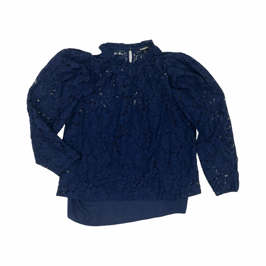 Blouse Ls By Express In Blue, Size:L