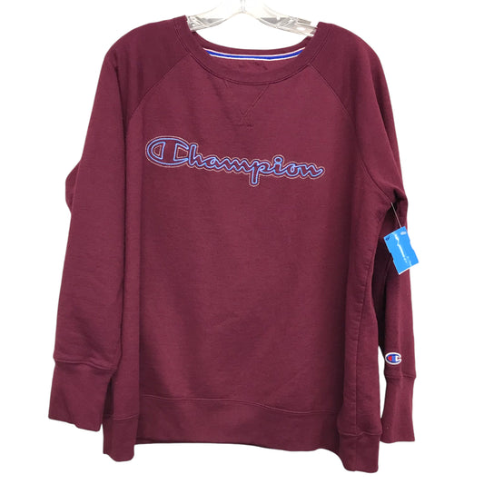 Athletic Sweatshirt Crewneck By Champion In Maroon, Size:1X