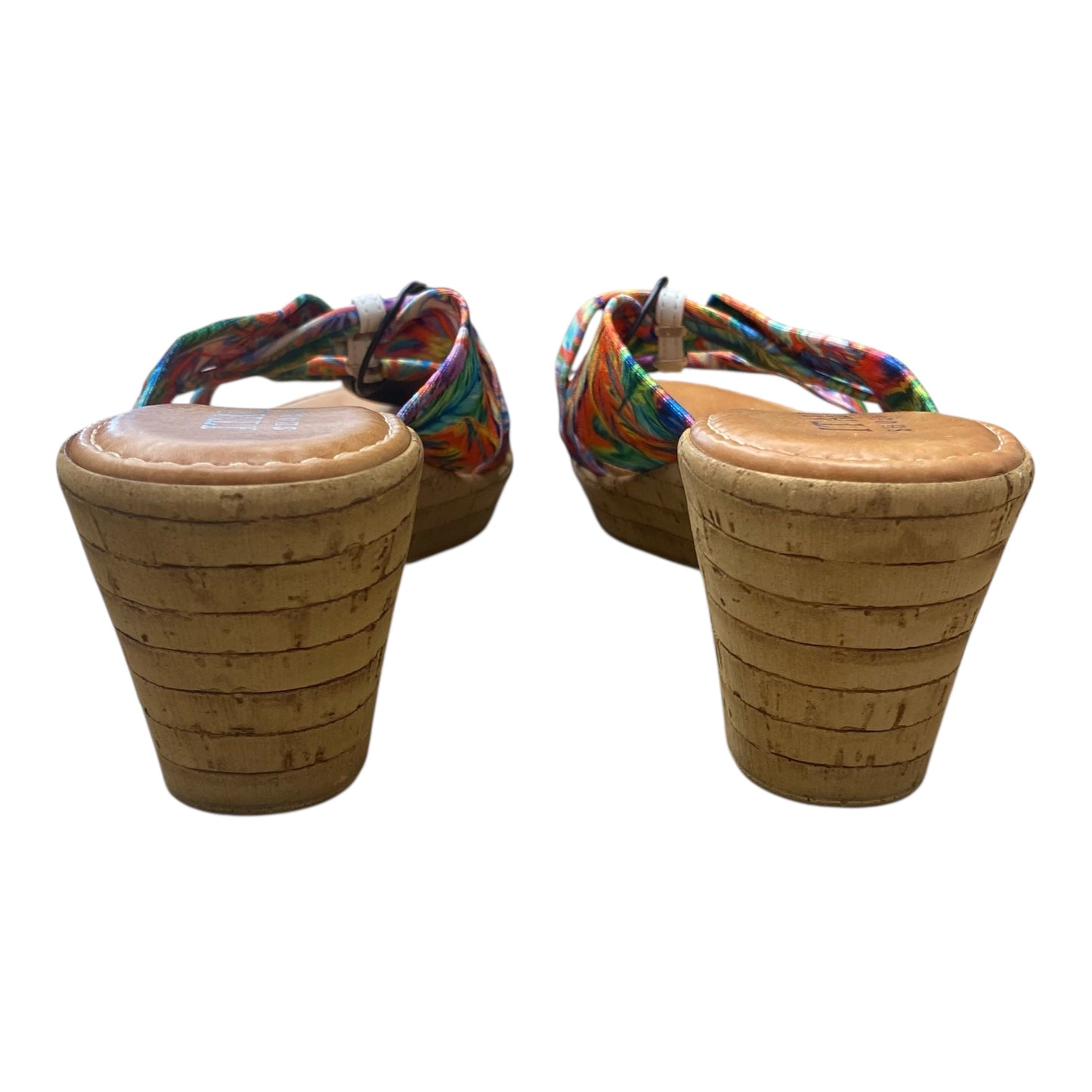 Sandals Heels Block By Italian Shoemakers In Multi, Size:7.5