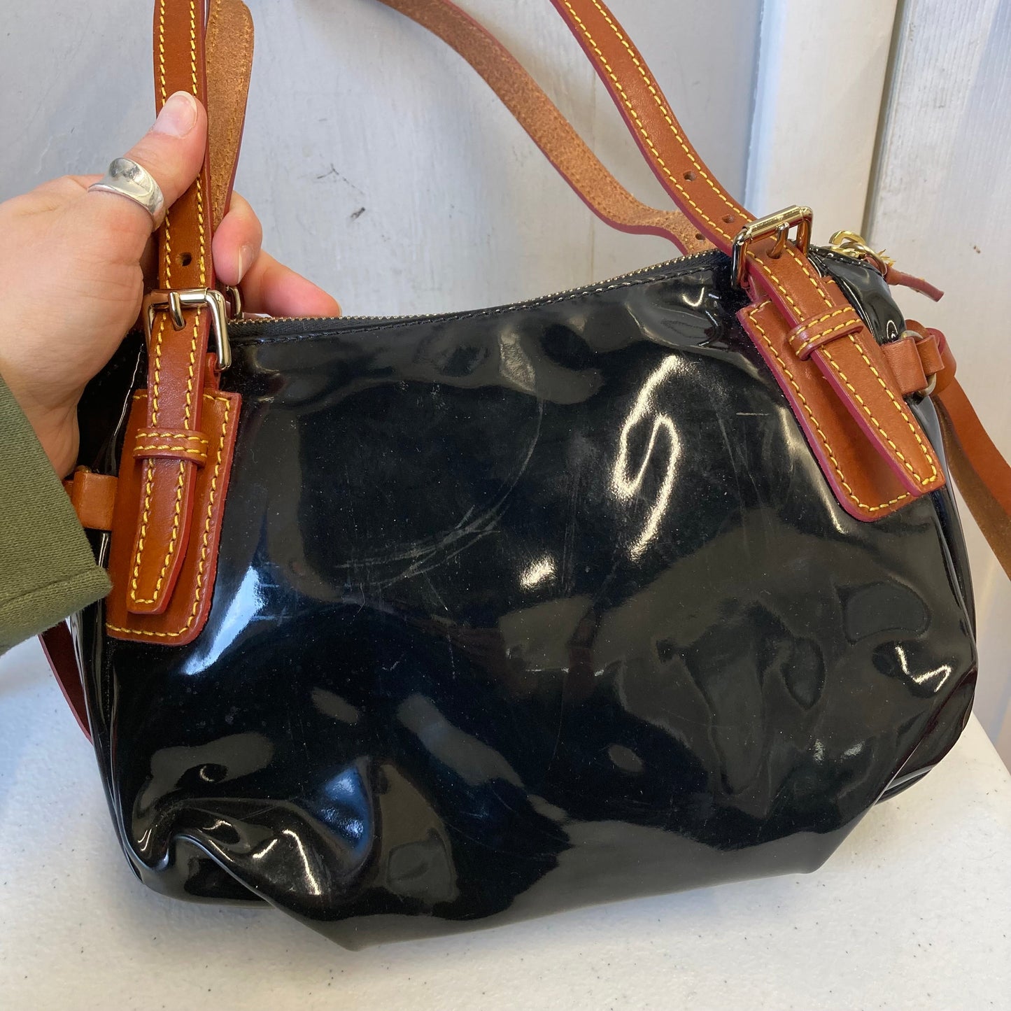 Handbag Designer By Dooney And Bourke In Black & Brown, Size:Small