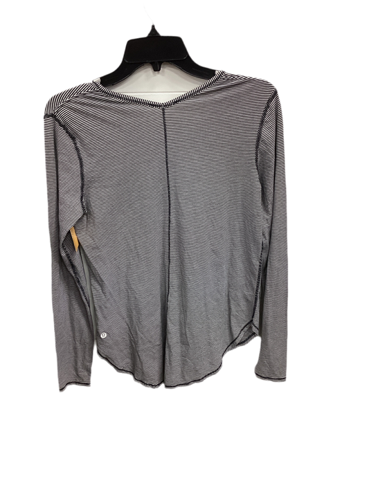 Athletic Top Ls Collar By Lululemon In Black & White, Size:M