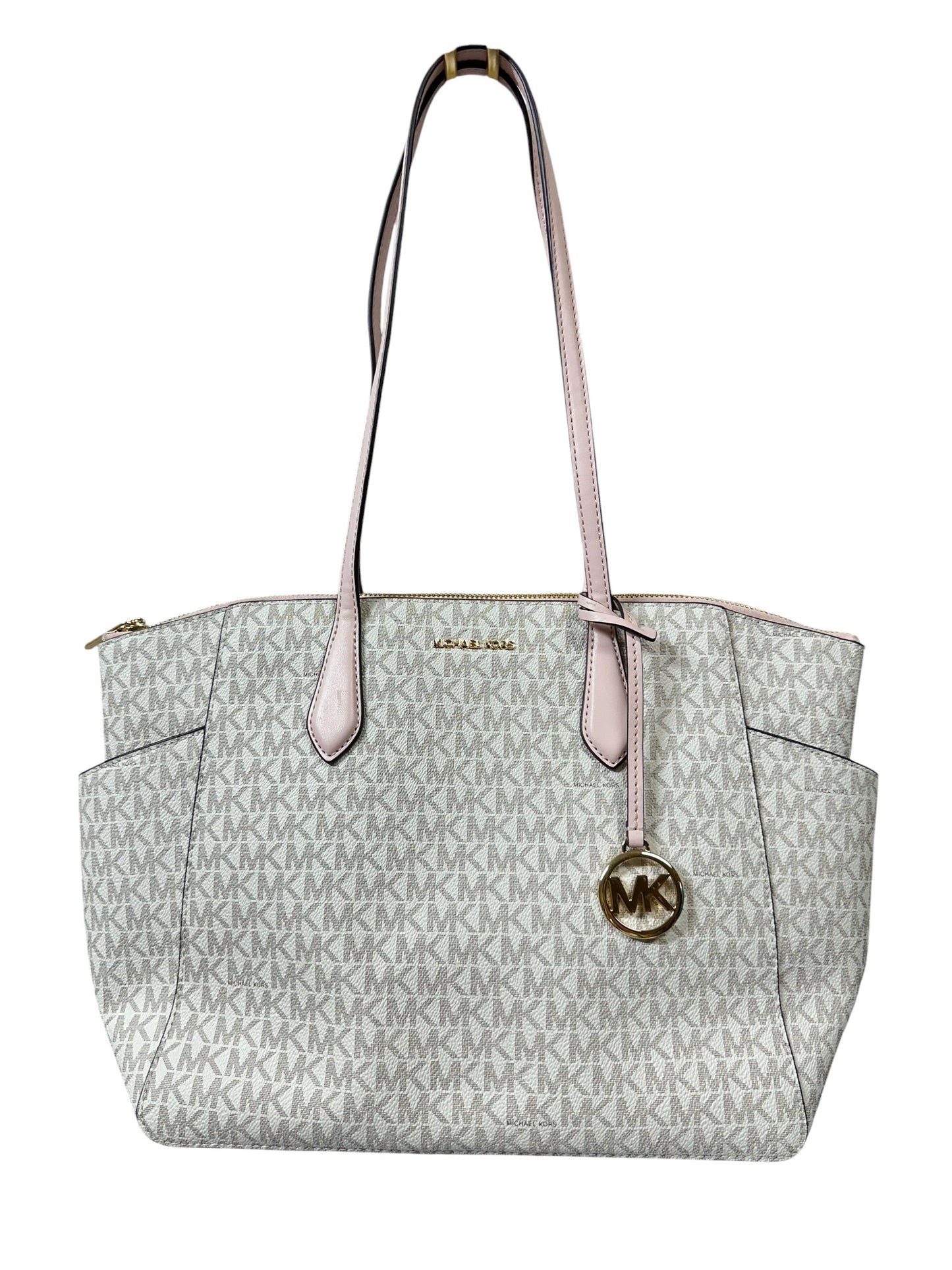 Handbag Designer By Michael Kors In Cream & Pink, Size:Medium