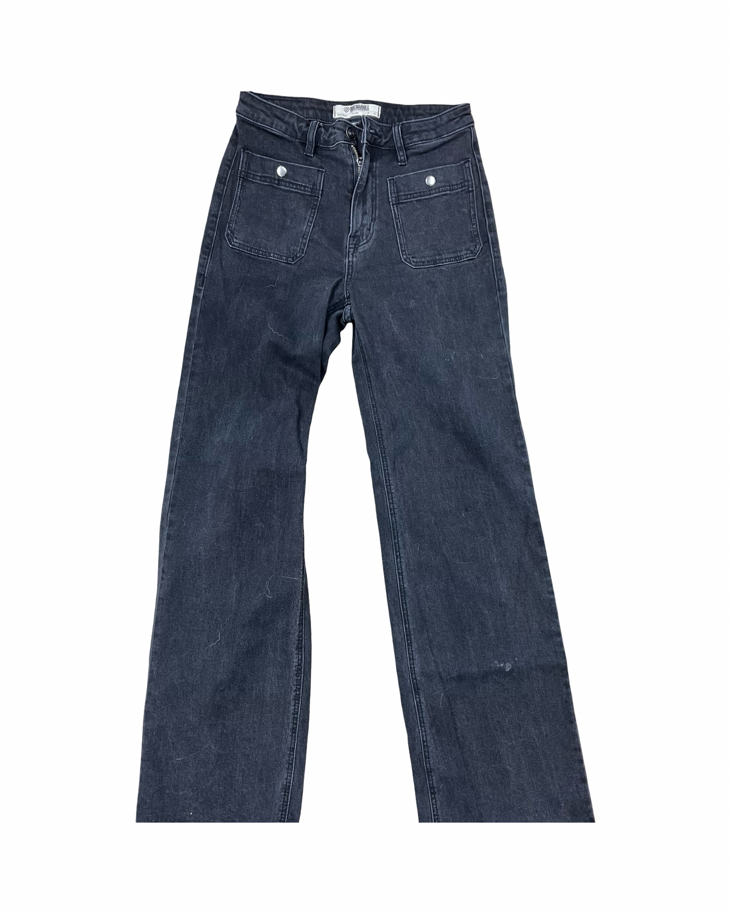 Jeans Flared By Rock & Roll In Black Denim, Size:8L