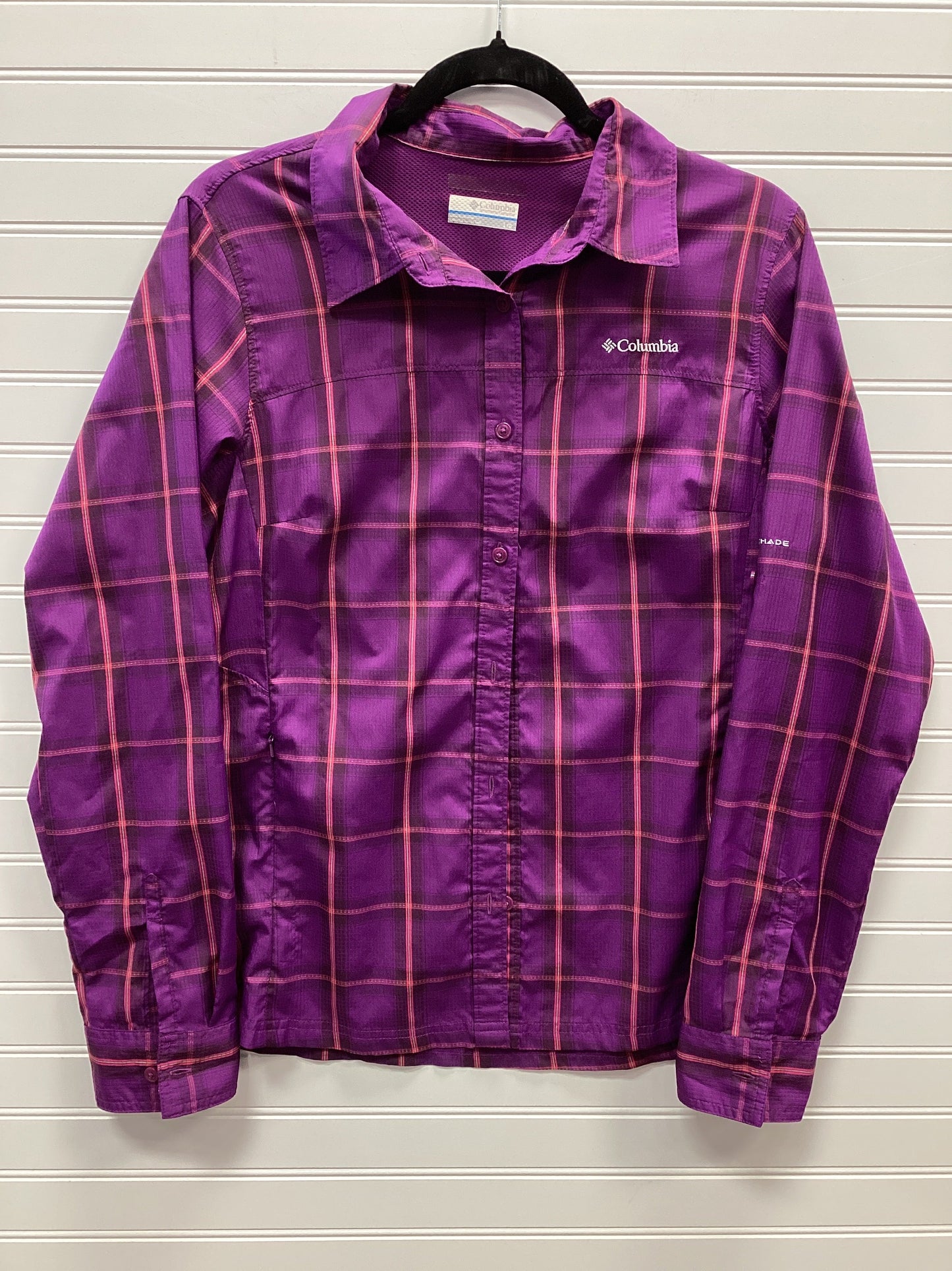 Athletic Top Ls Collar By Columbia In Purple, Size:L