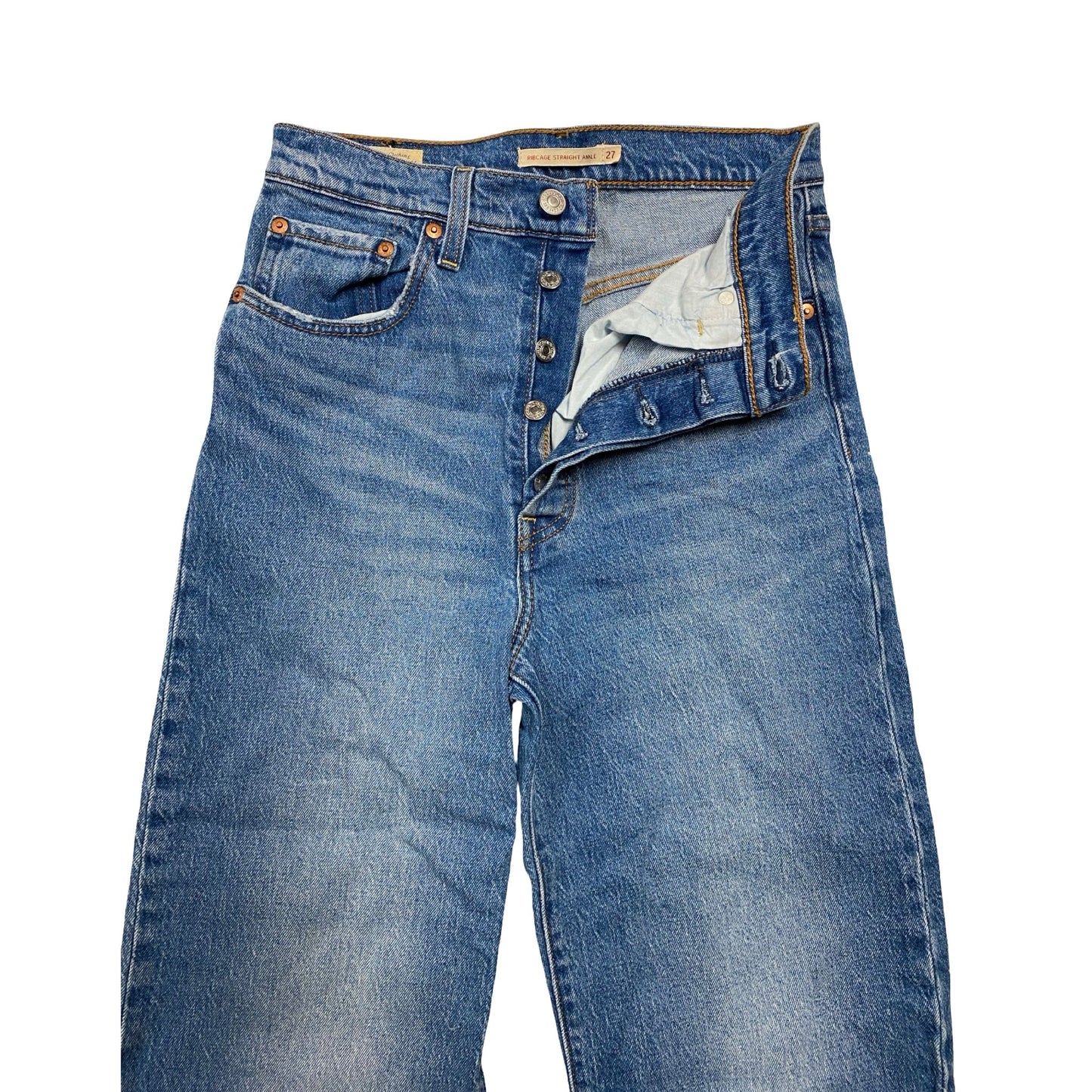 Jeans Straight By Levis In Blue Denim, Size:4