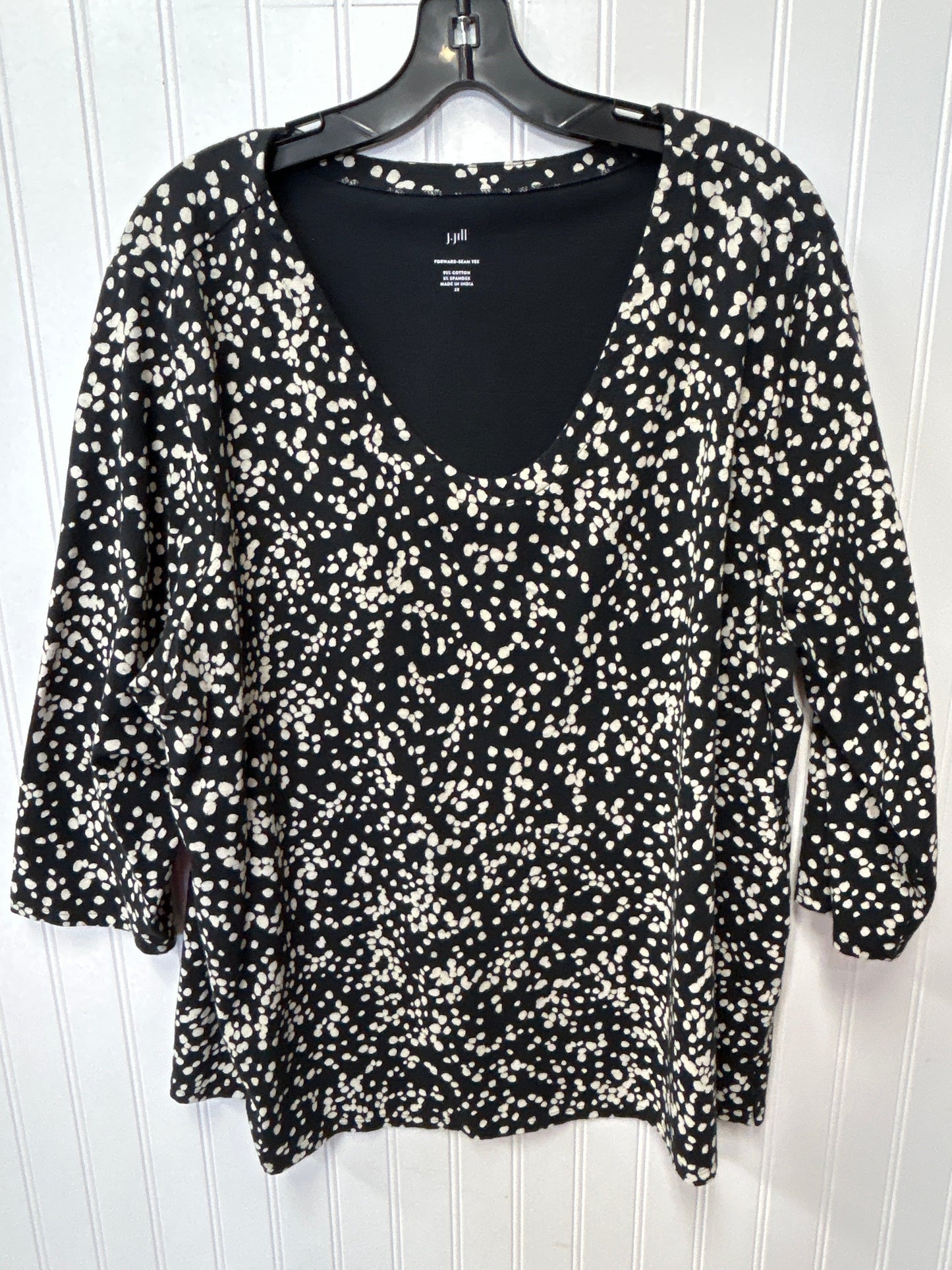 Top Ls By J. Jill In Black & Cream, Size:2X