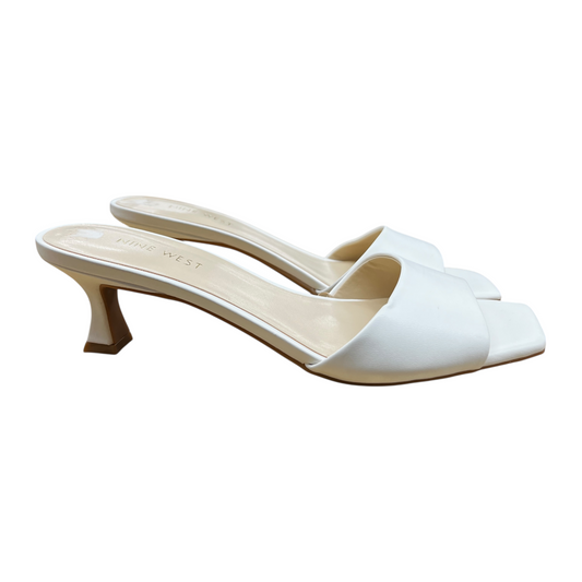 Sandals Heels Block By Nine West In White, Size:8.5