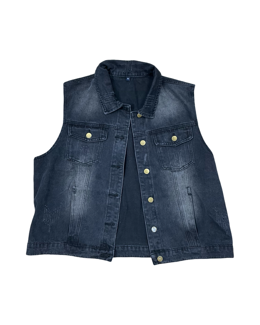 Vest Other By Clothes Mentor In Black Denim, Size:Xl