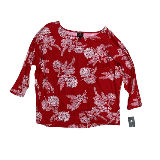 Top 3/4 Sleeve By Jm Collections In Red & White, Size:L