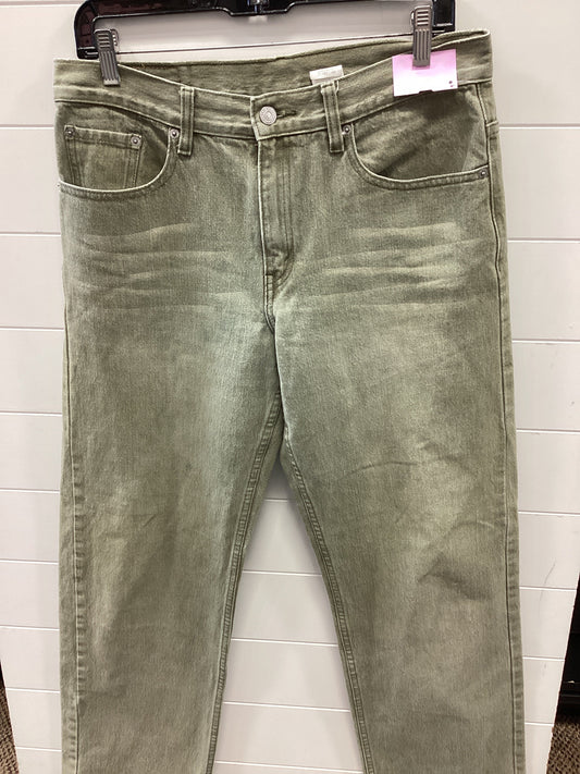 Jeans Straight By Levis In Green Denim, Size:10