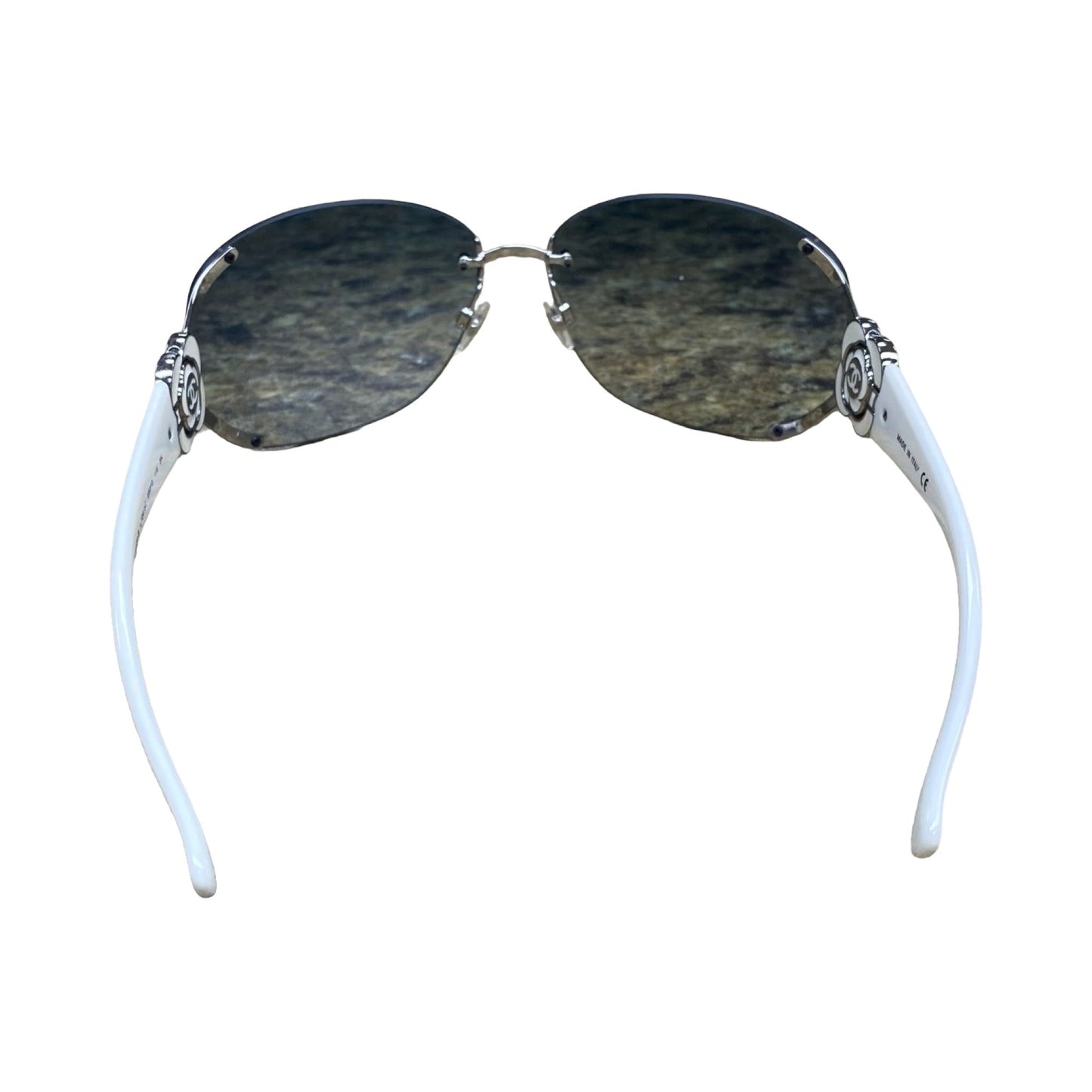 Sunglasses Luxury Designer By Chanel In Silver & White, Size:
