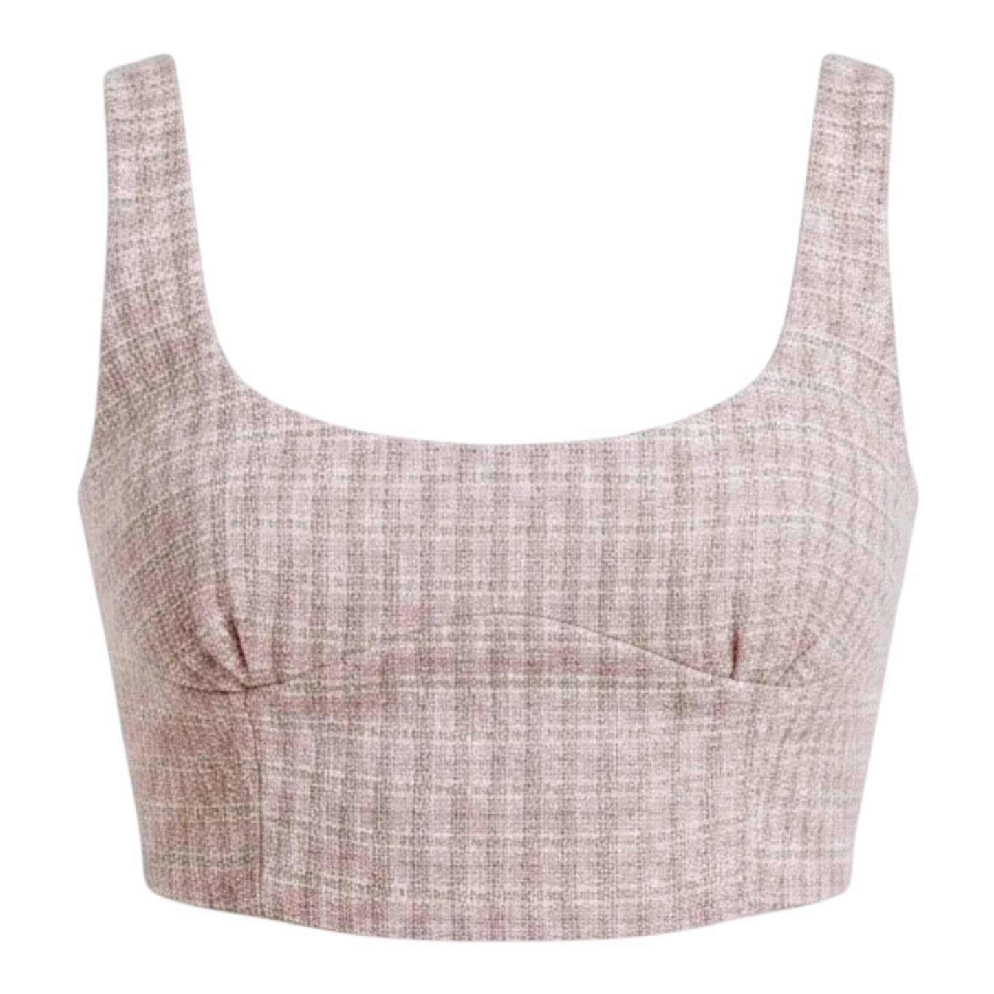Tweed Bustier Crop Top Sleeveless By Zara In Pink, Size: M