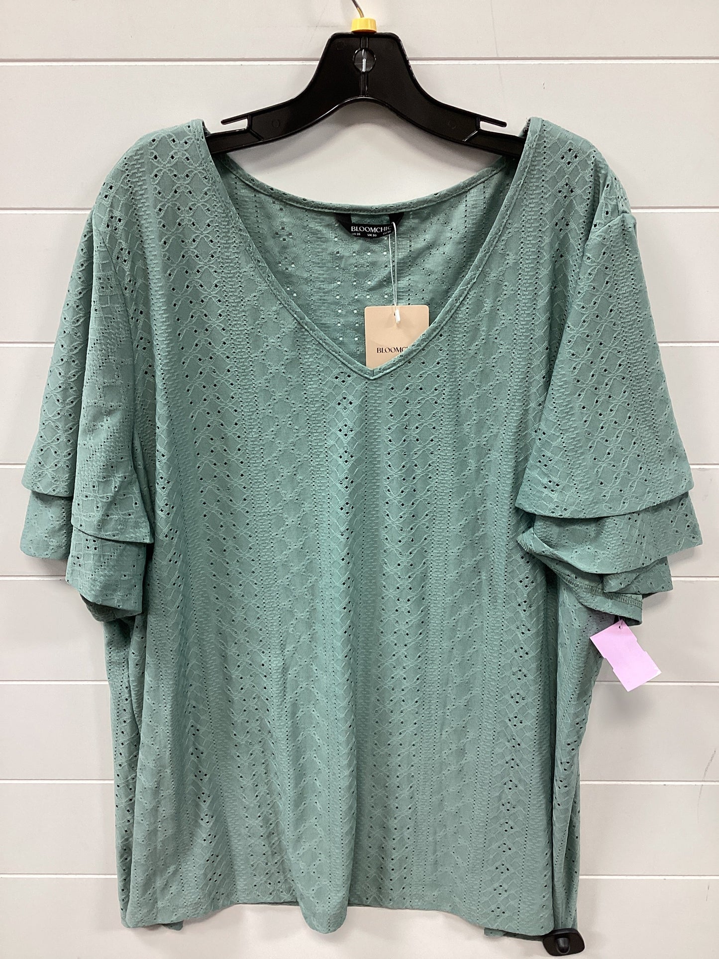 Top Ss By Bloomchic In Aqua, Size:3X