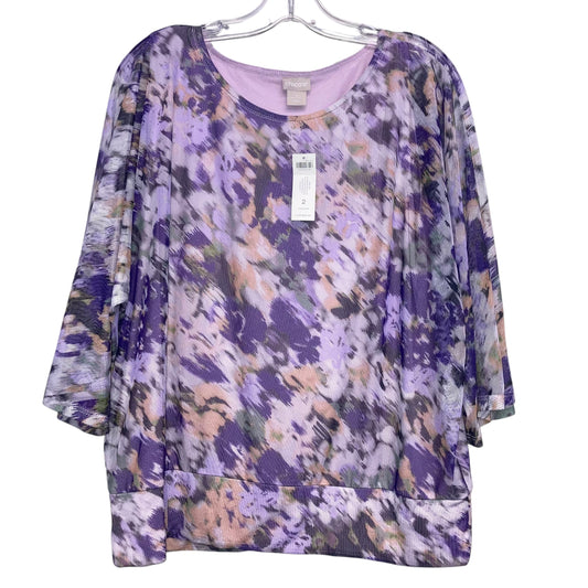 Top 3/4 Sleeve By Chicos In Purple, Size:L