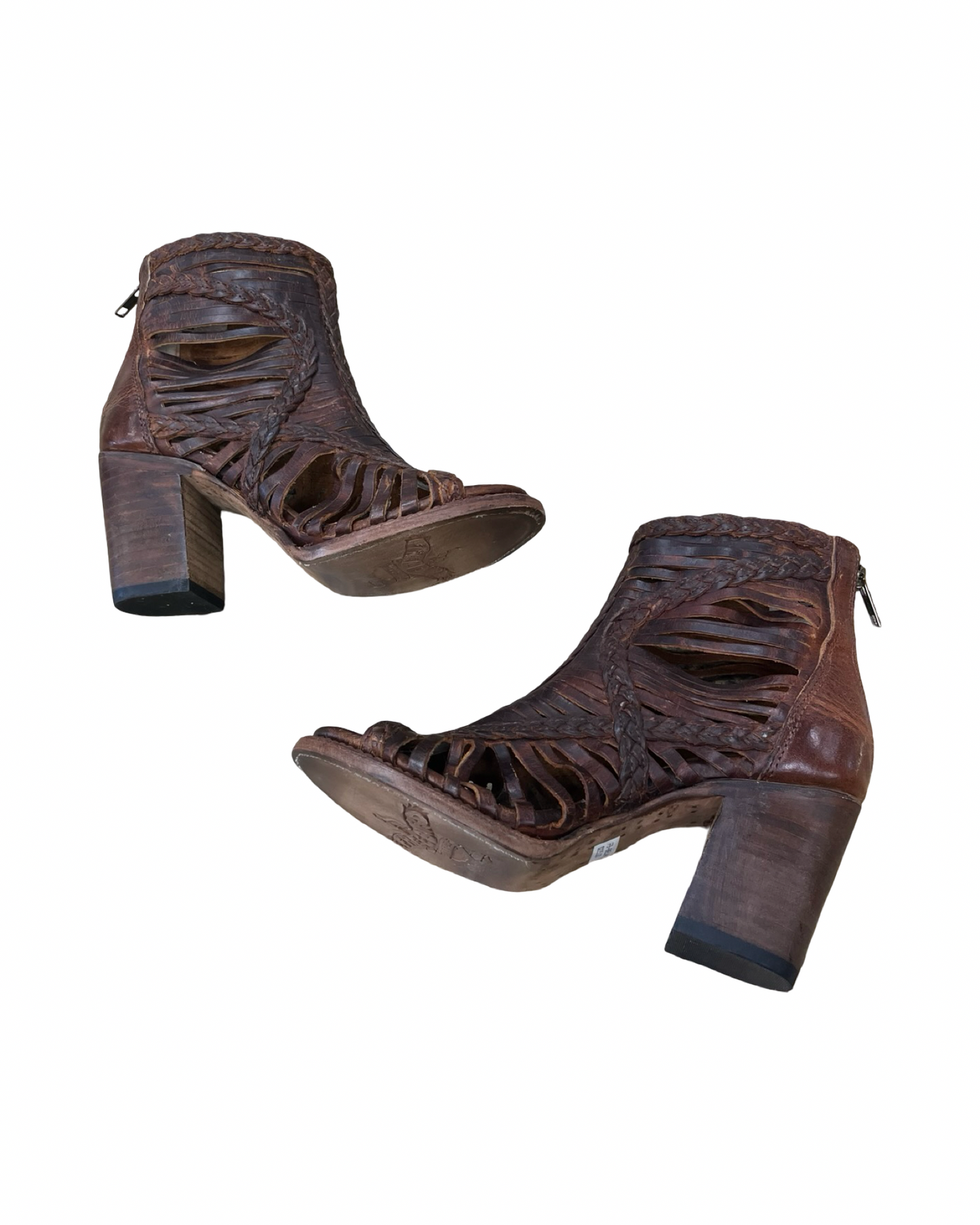 Sandals Heels Block By Freebird In Brown, Size:7