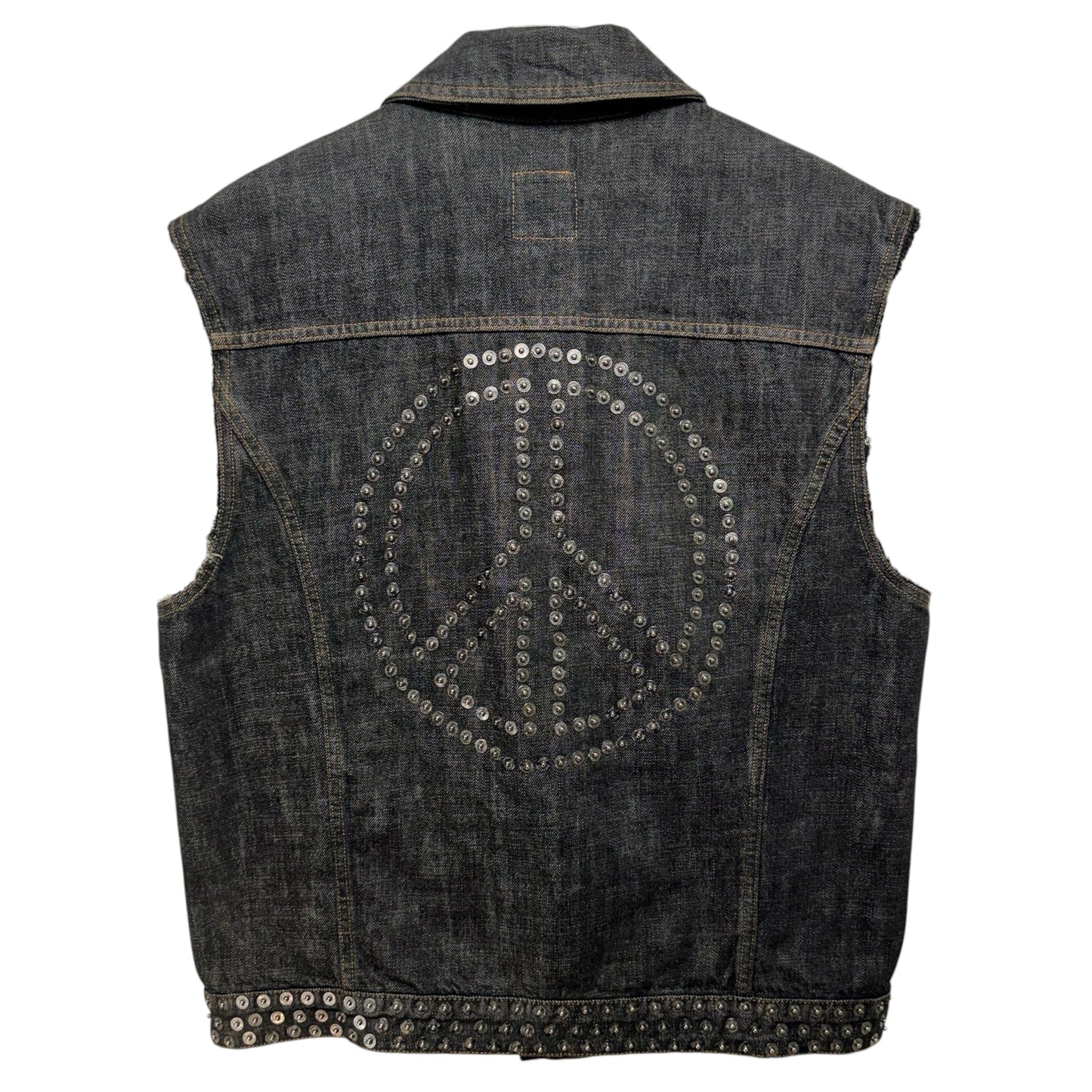 Embellished Denim Waistcoat Luxury Designer By Moschino In Blue Denim, Size: 2X